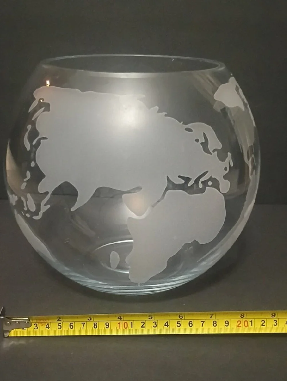 Vintage Glass Globe Vase with World Map Fish Bowl Large